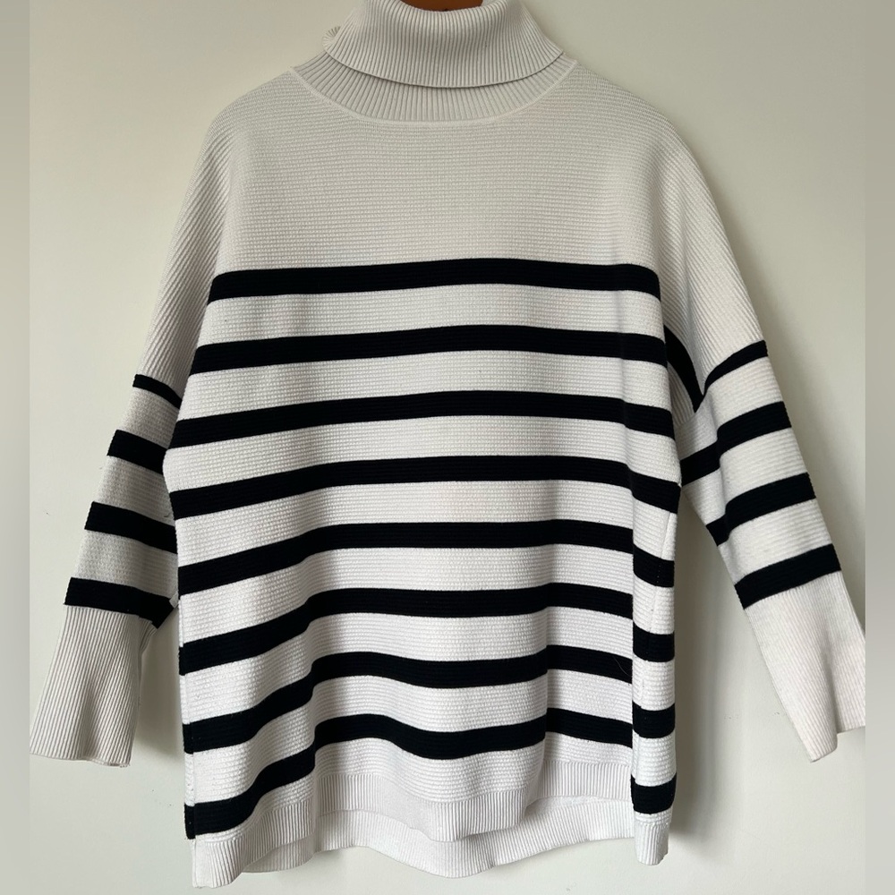 Black and White Turtleneck Sweater